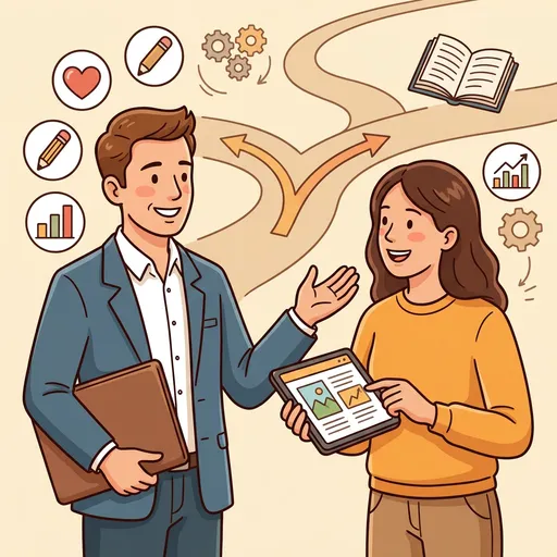 Representante de empresa y cliente con tablet, simbolizando conexión emocional y personalización en colaboración.